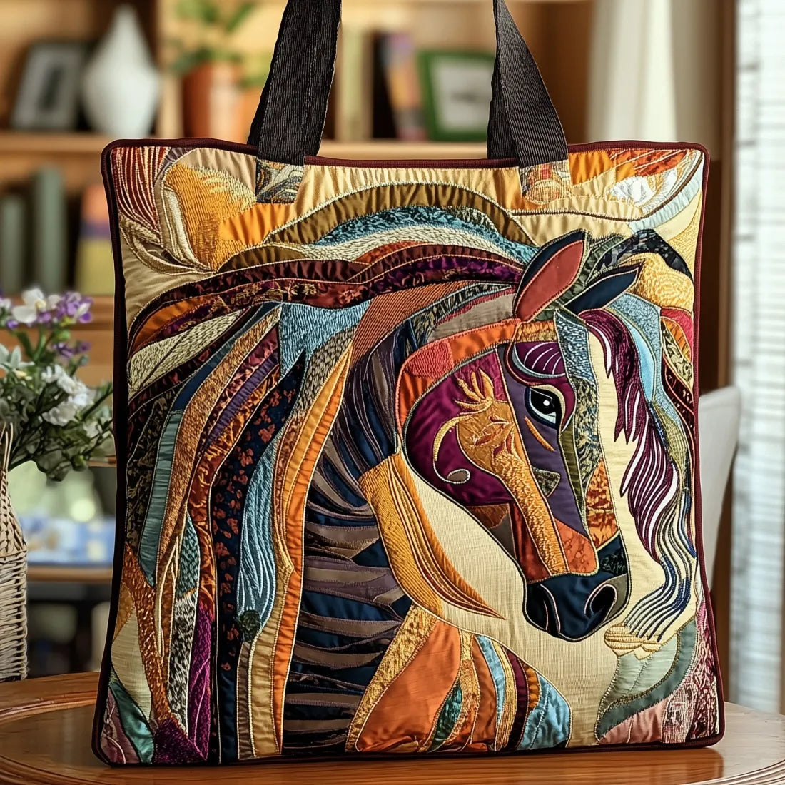 Handcrafted Tote Bag - Colorful Mosaic Horse