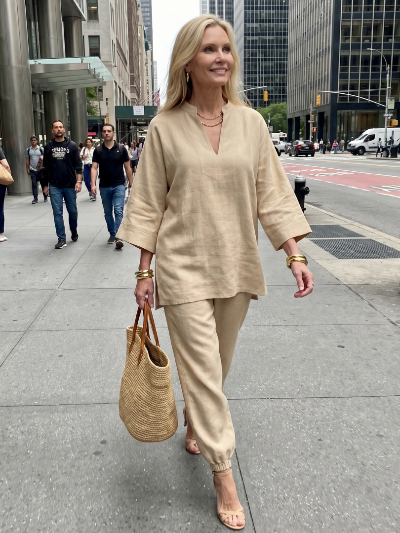 Georgiana | V-Neck Tunic and Gathered Trouser Set