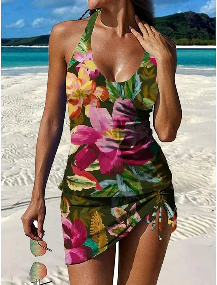 Fiesta – Floral Graphic Tankini with Matching Shorts and Tummy Control