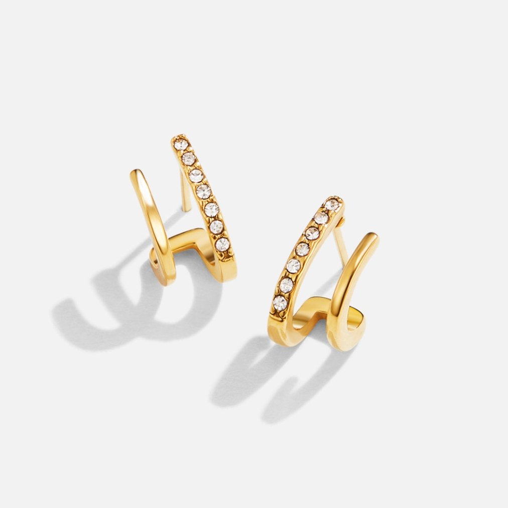 Double Hoop Gold & Crystal Earrings