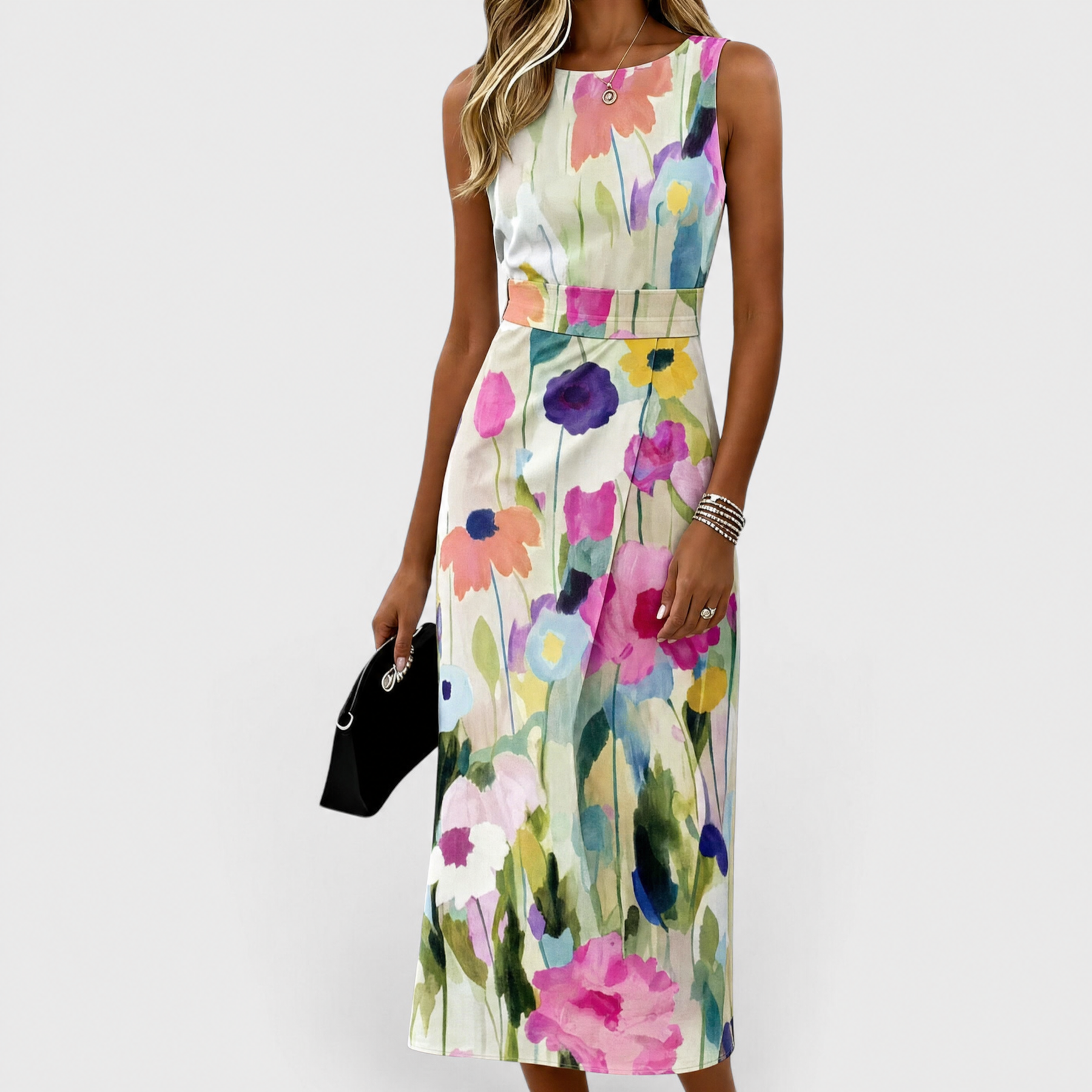 Yasmin - Floral Sleeveless Midi Dress