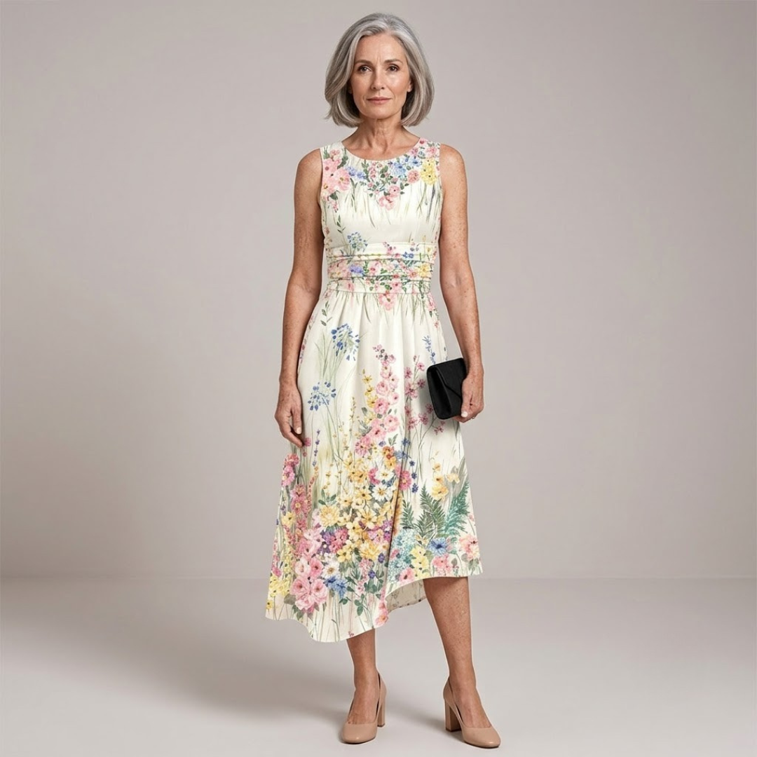 Naomi - Sleeveless Floral Midi Dress