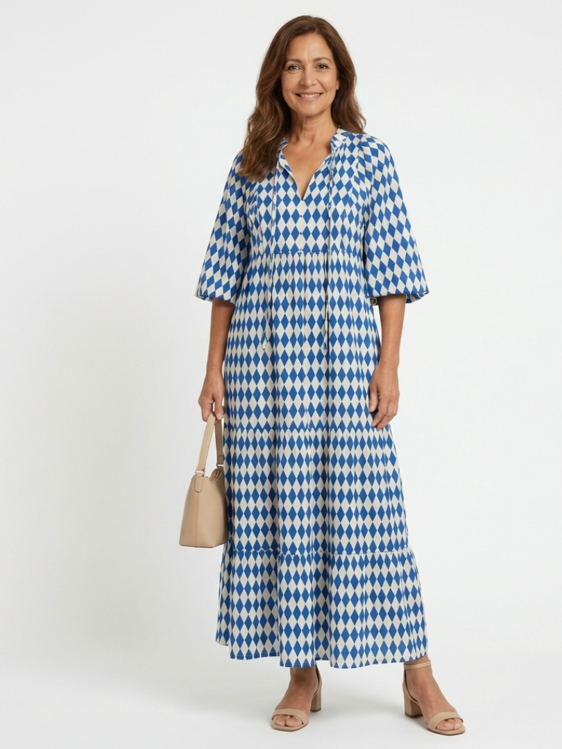Elodie | Diamond Pattern Tiered Dress