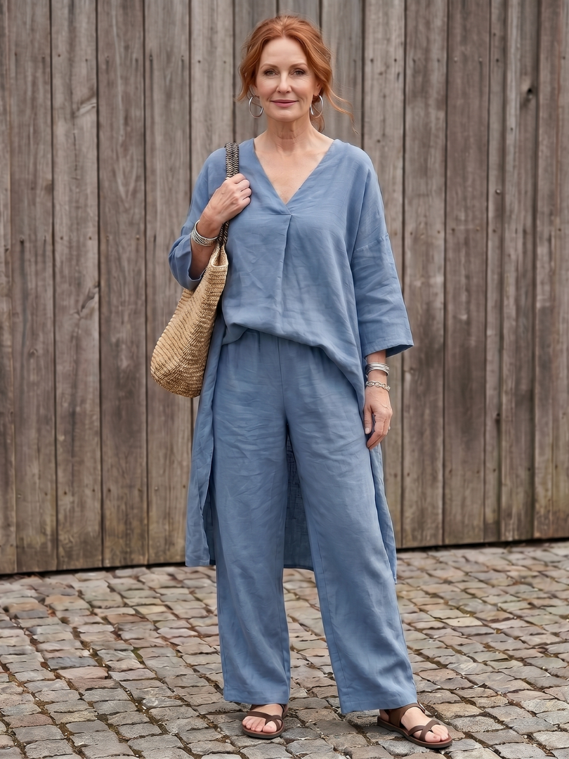 Onyx | Relaxed Tunic Top and Wide Leg Trouser Set