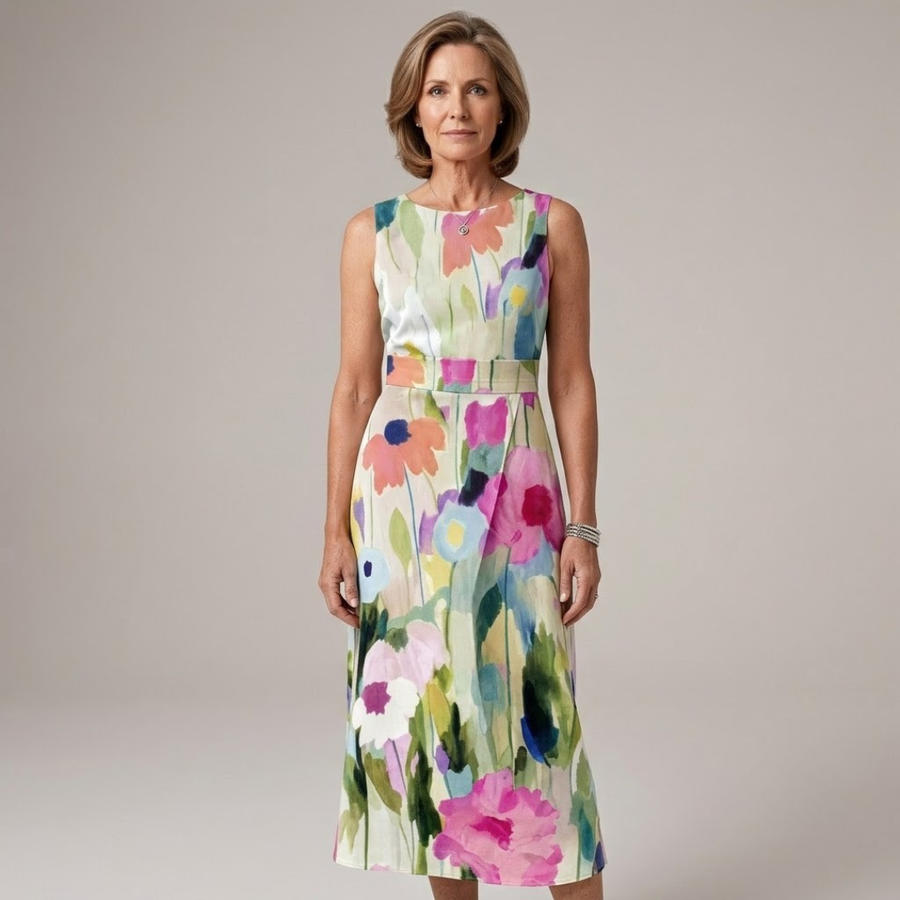 Yasmin - Floral Sleeveless Midi Dress