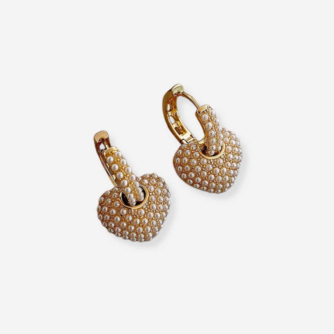 Fully Heart Pearl Earrings