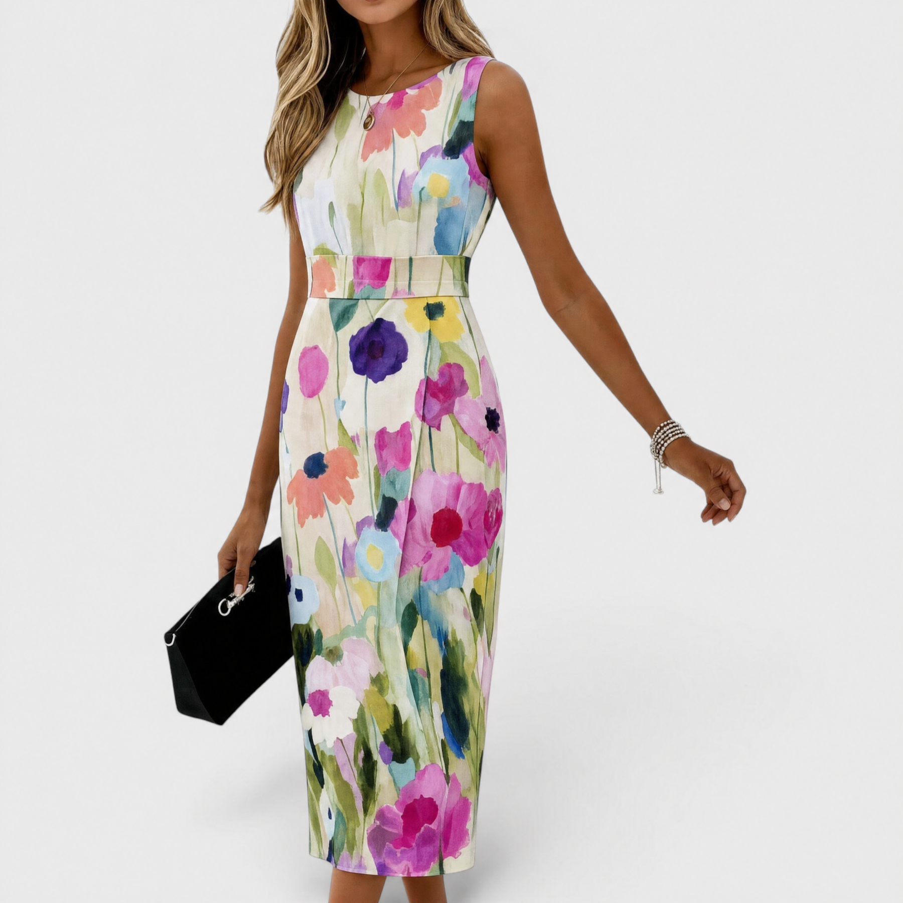 Yasmin - Floral Sleeveless Midi Dress