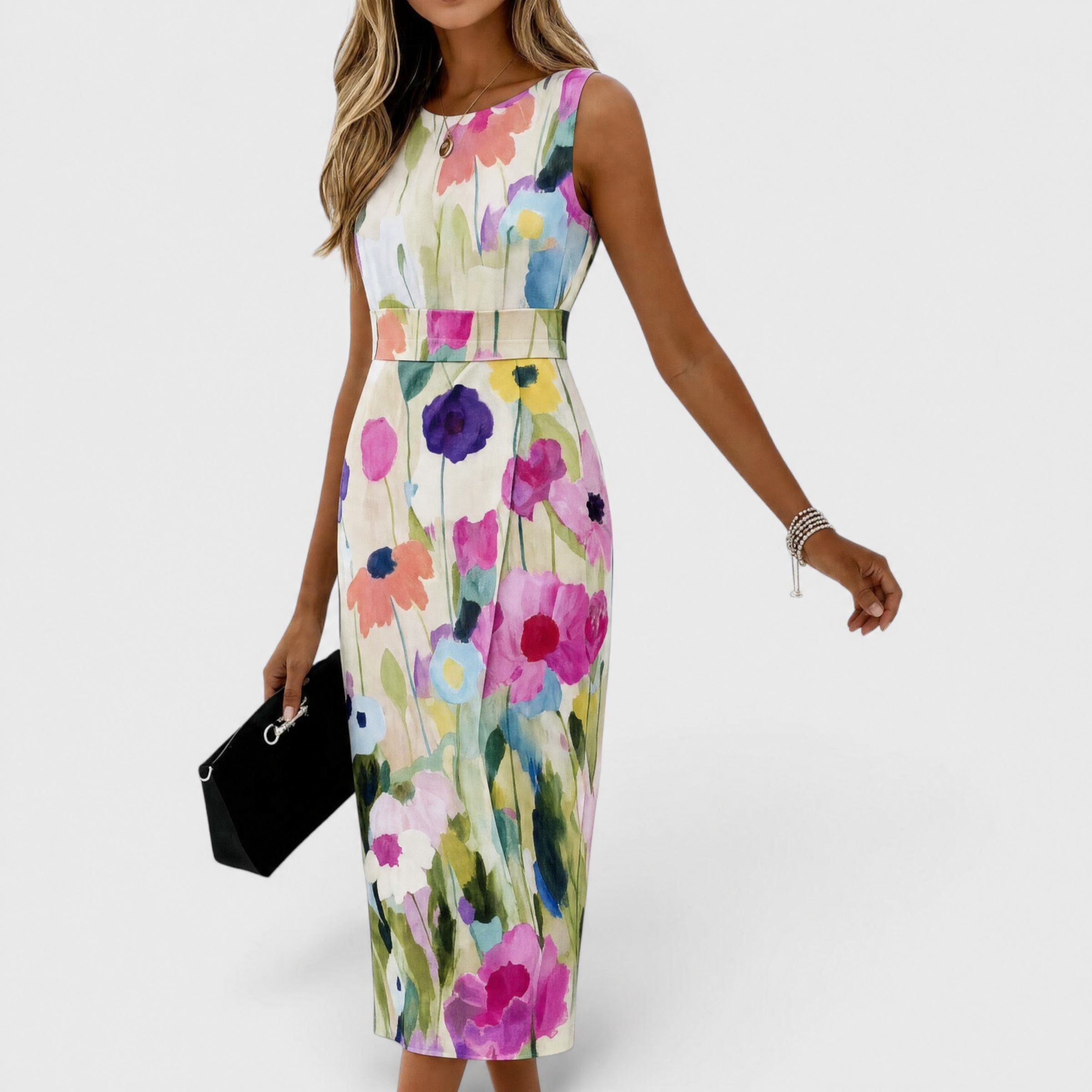Yasmin - Floral Sleeveless Midi Dress