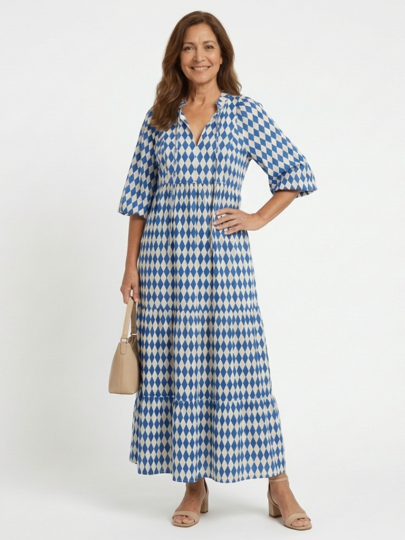 Elodie | Diamond Pattern Tiered Dress