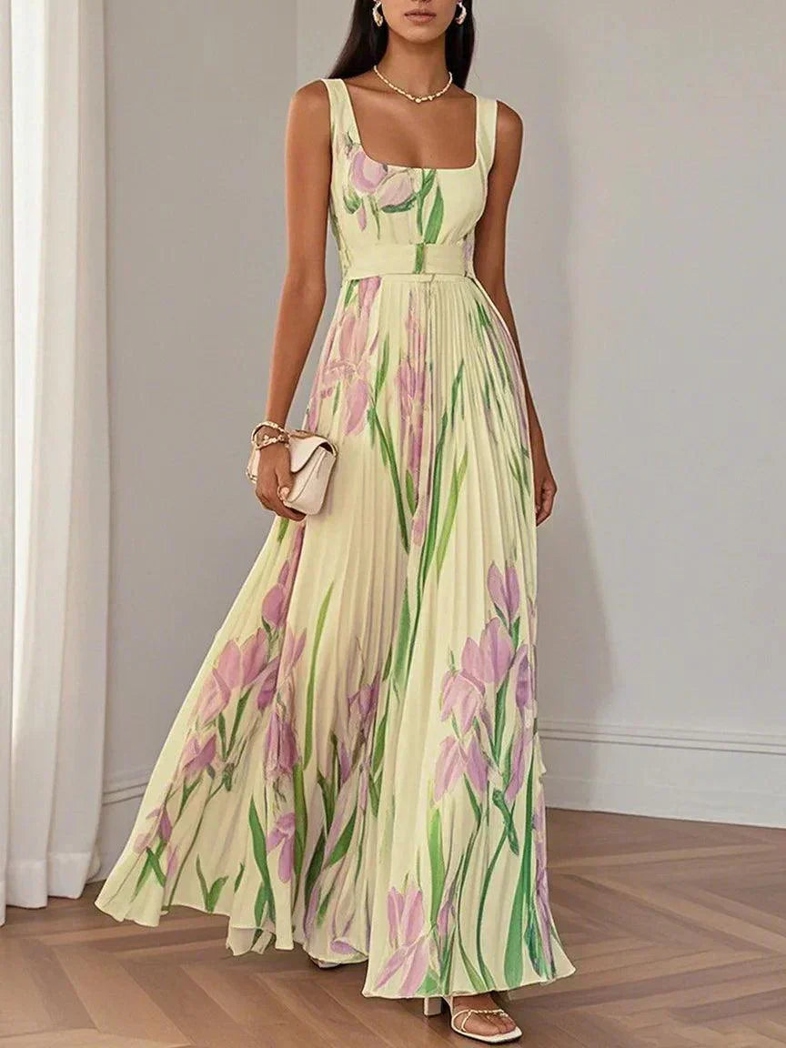 Yara™ – Pleated chiffon maxi dress