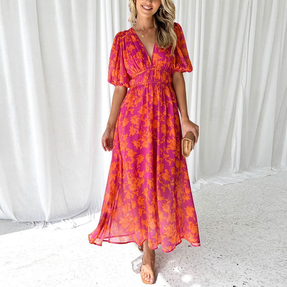 Luna™ – Modern floral midi dress