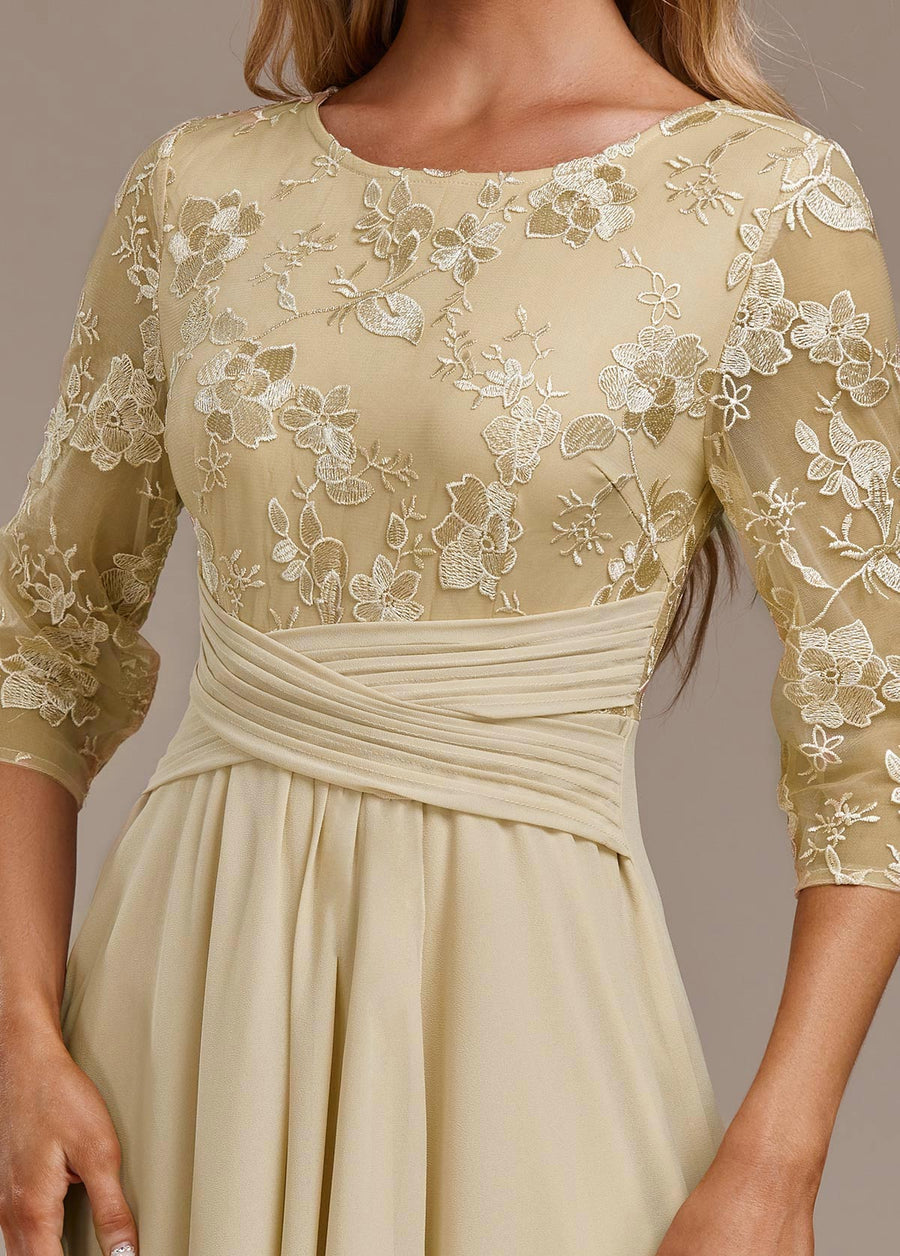 Elin™ – Champagne dress with delicate embroidery