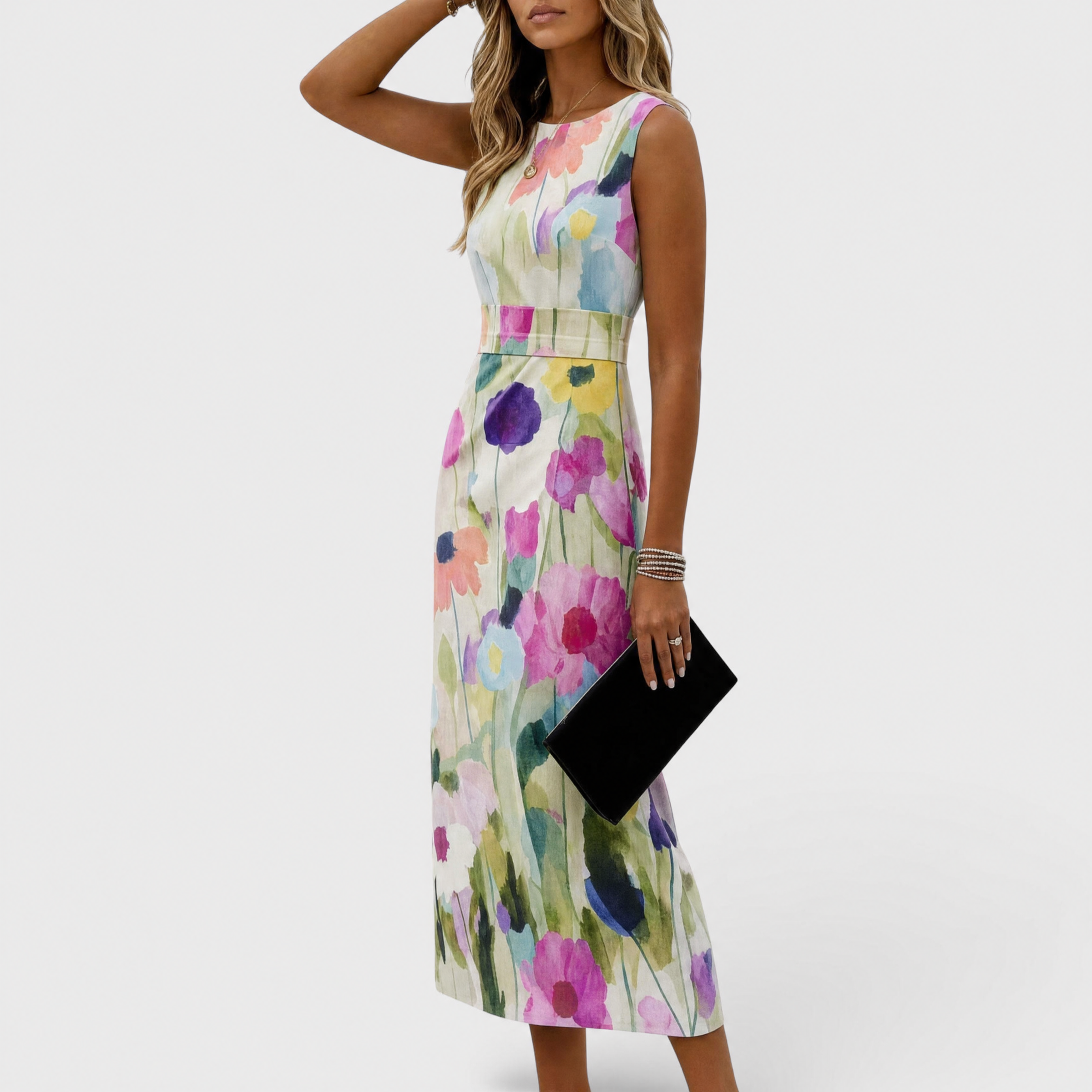 Yasmin - Floral Sleeveless Midi Dress