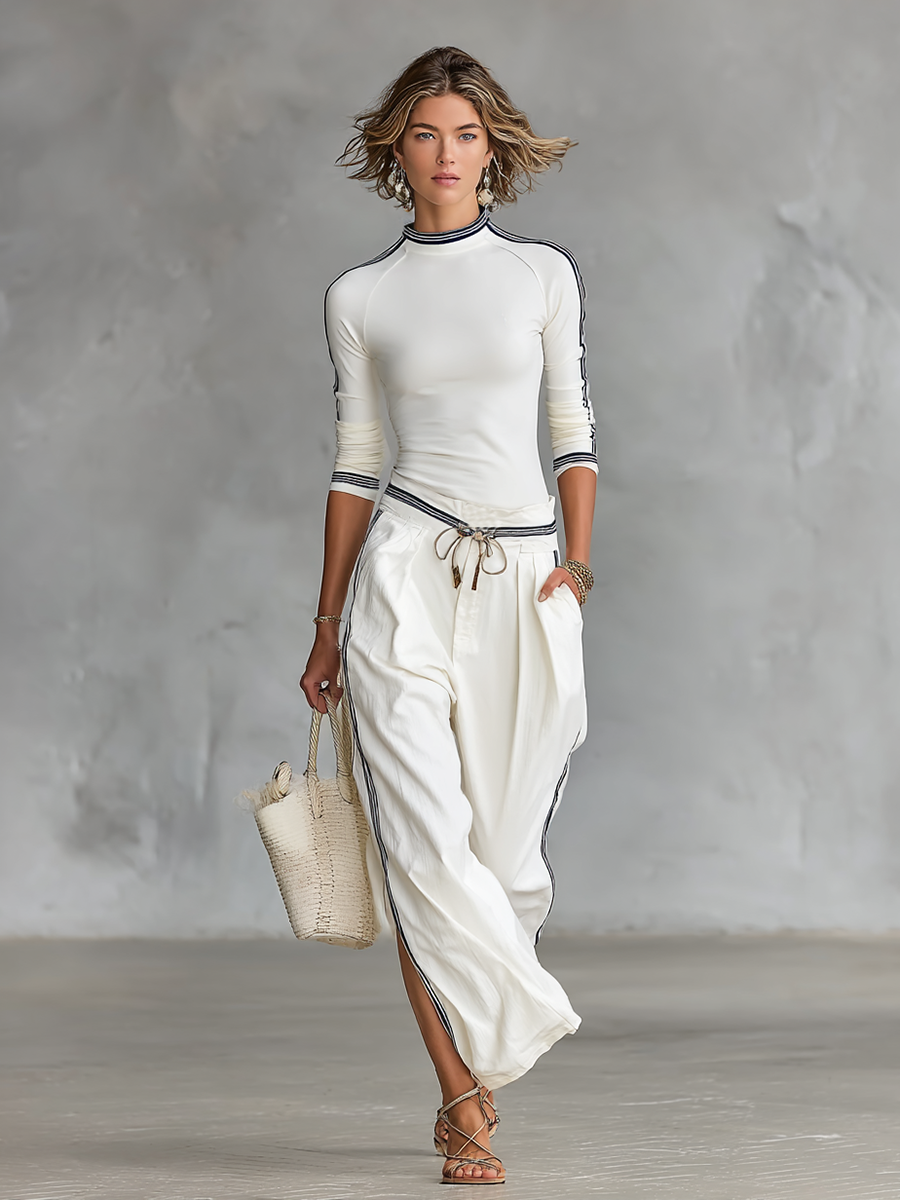 Sport wide-leg trouser set with drawstring