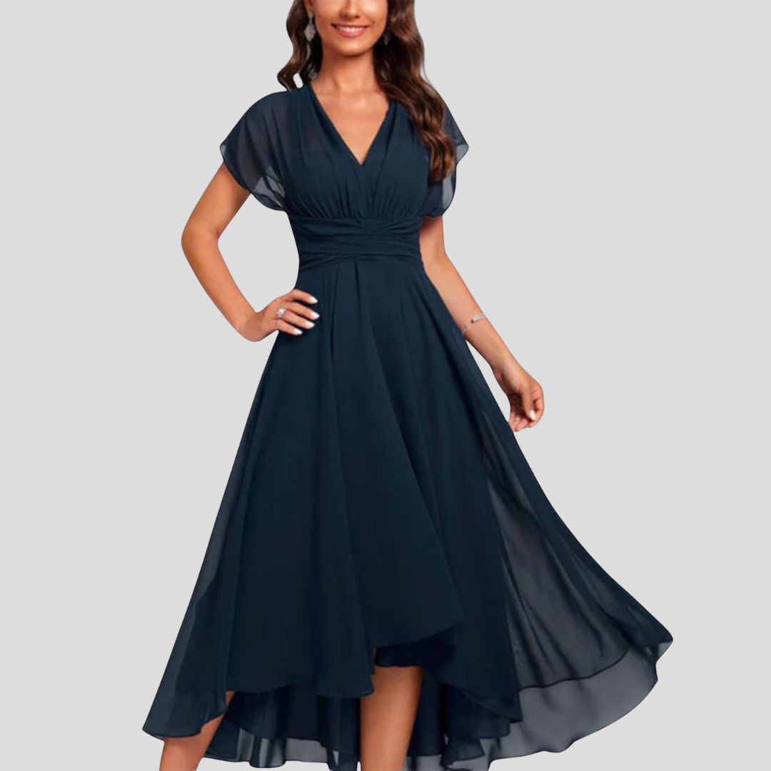 Enid™ – Flowing Elegant Evening Dress with V-Neck