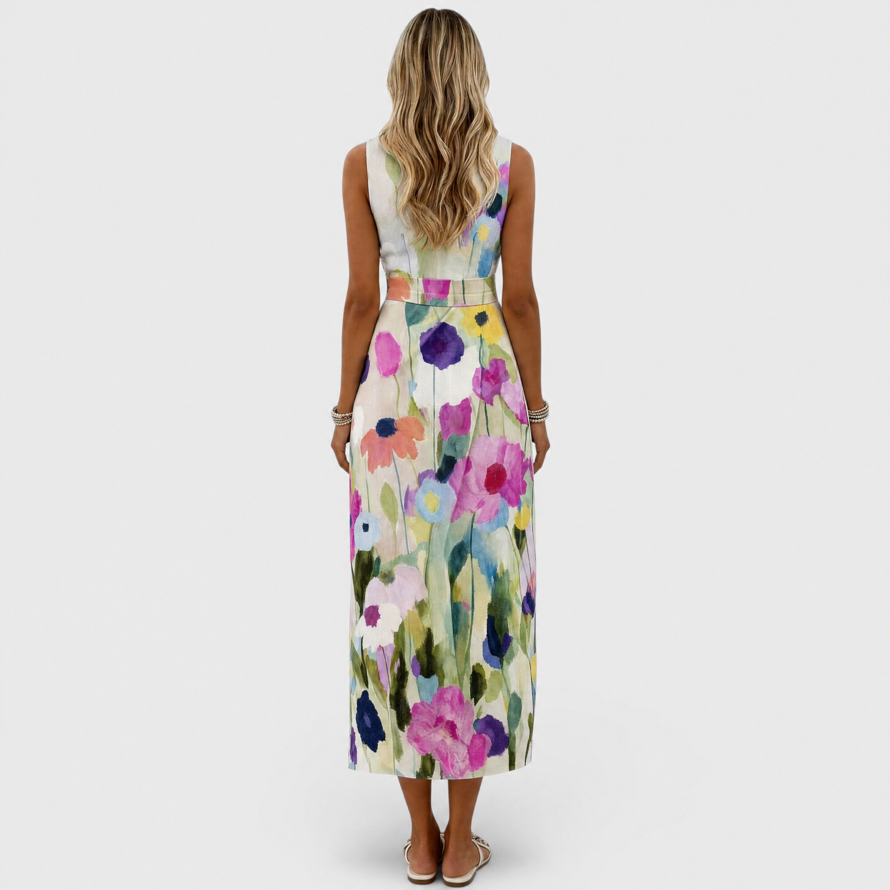 Yasmin - Floral Sleeveless Midi Dress