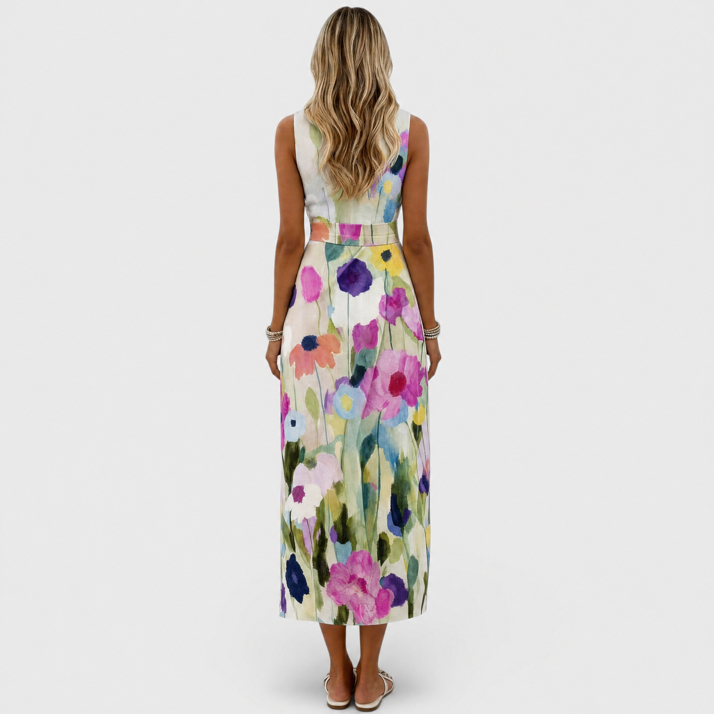 Yasmin - Floral Sleeveless Midi Dress