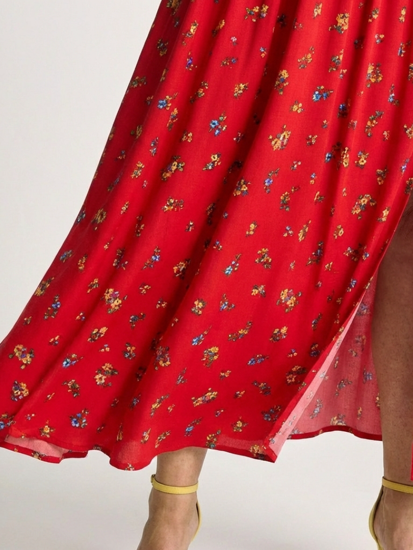 Delphine | Square Neck Floral Midi Dress