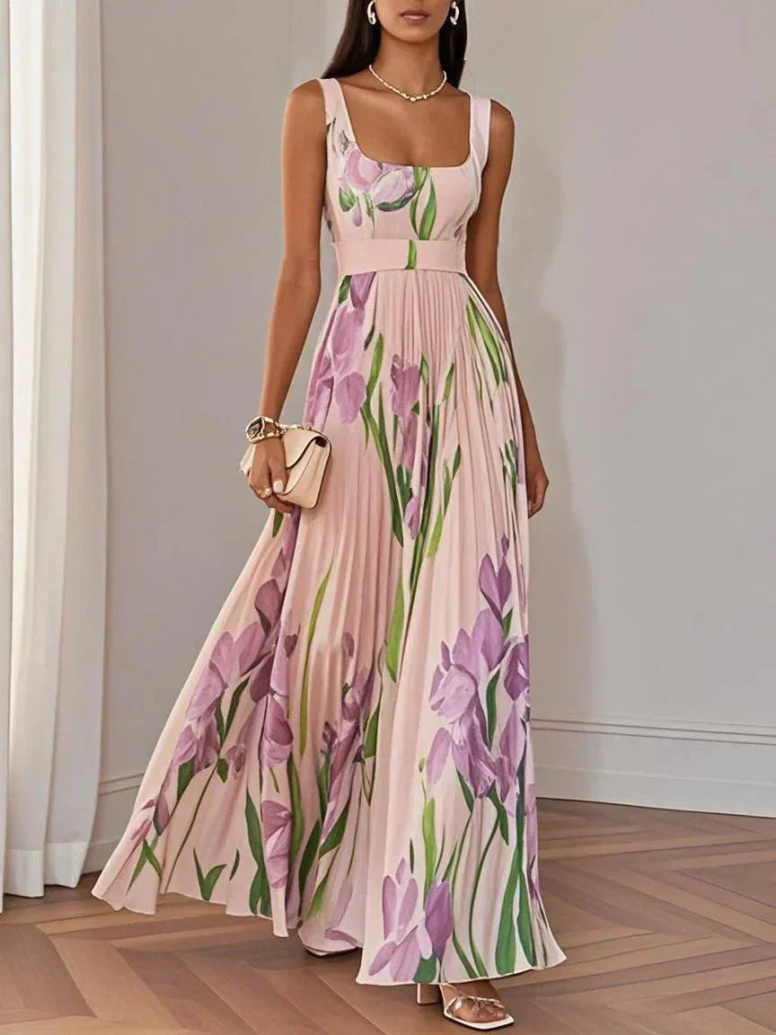 Yara™ – Pleated chiffon maxi dress