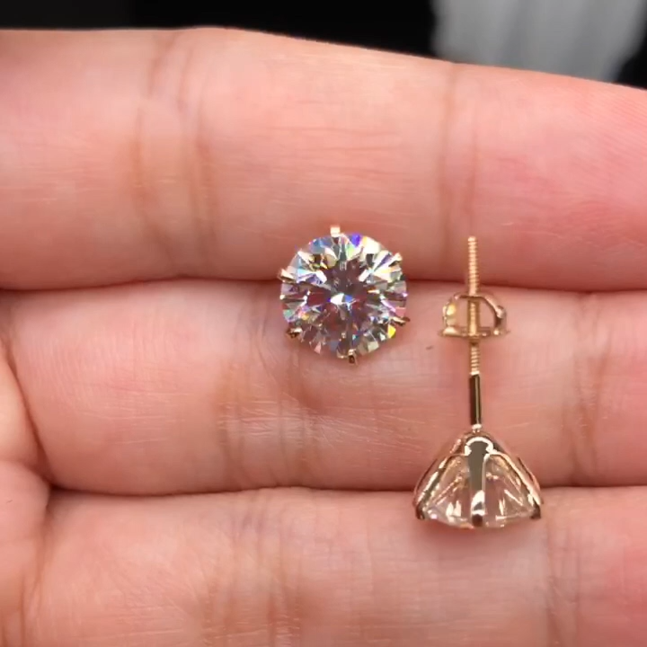 Gold Solitaire Stud Earrings