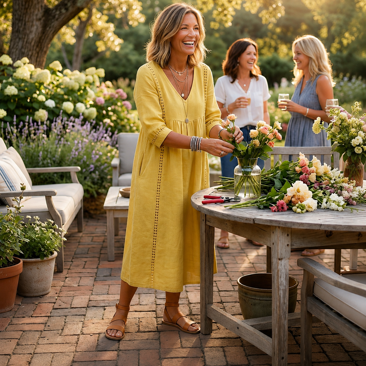 Emma | Elegant Lightweight Maxi Dress with Ruched 3/4 Sleeves