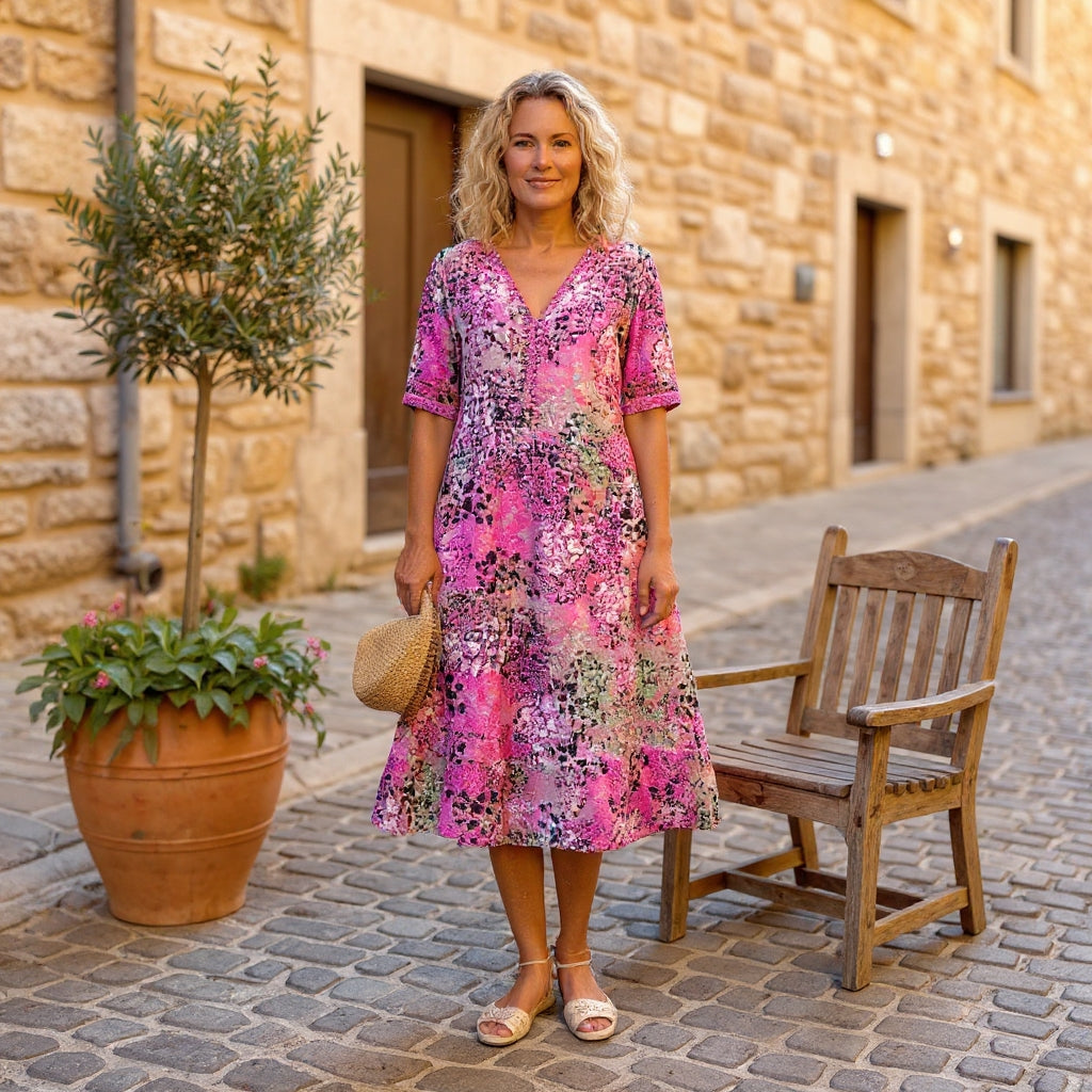 Olivia | Elegant Printed Midi Dress