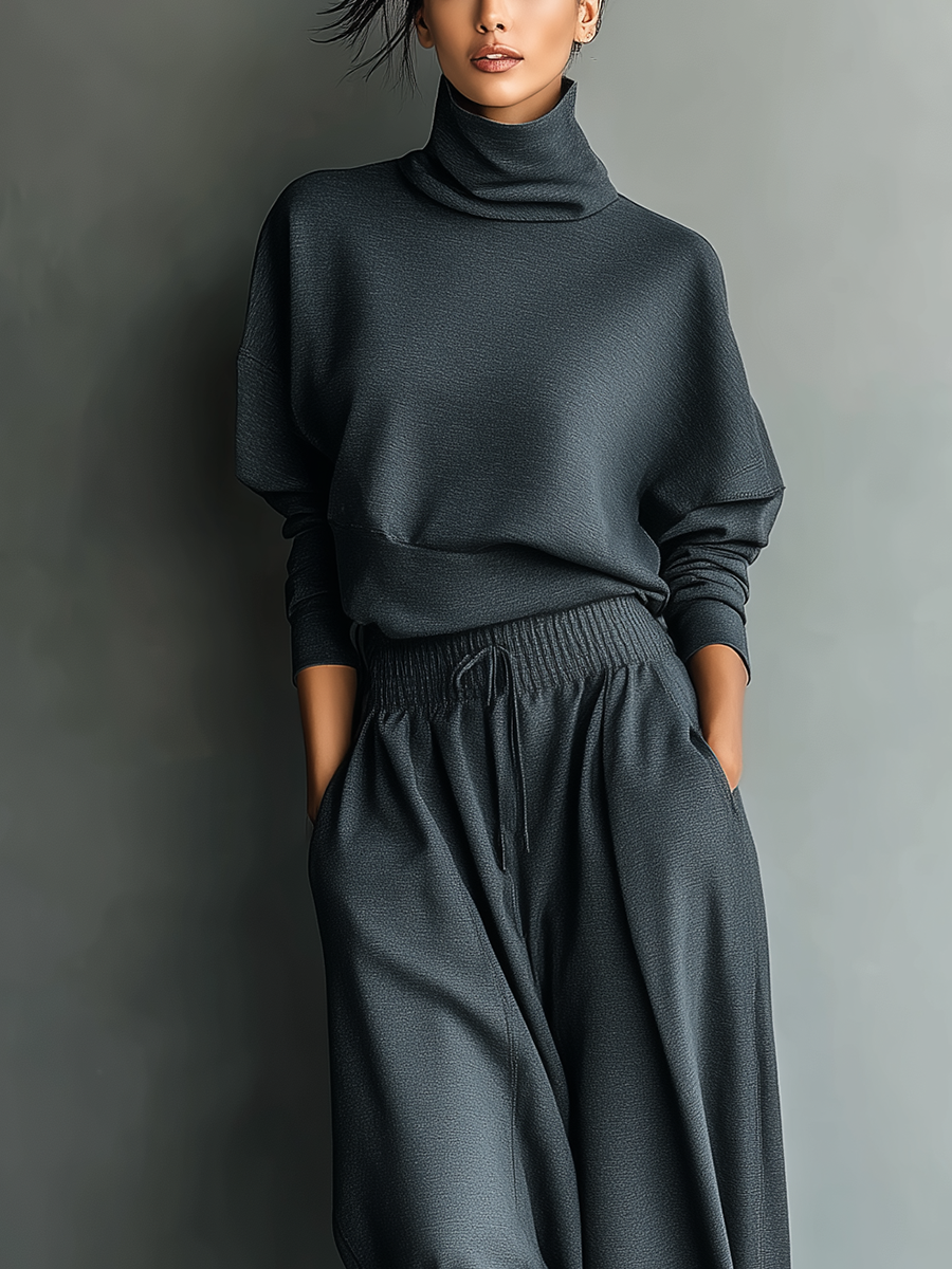 Knitted wide-leg trouser ensemble