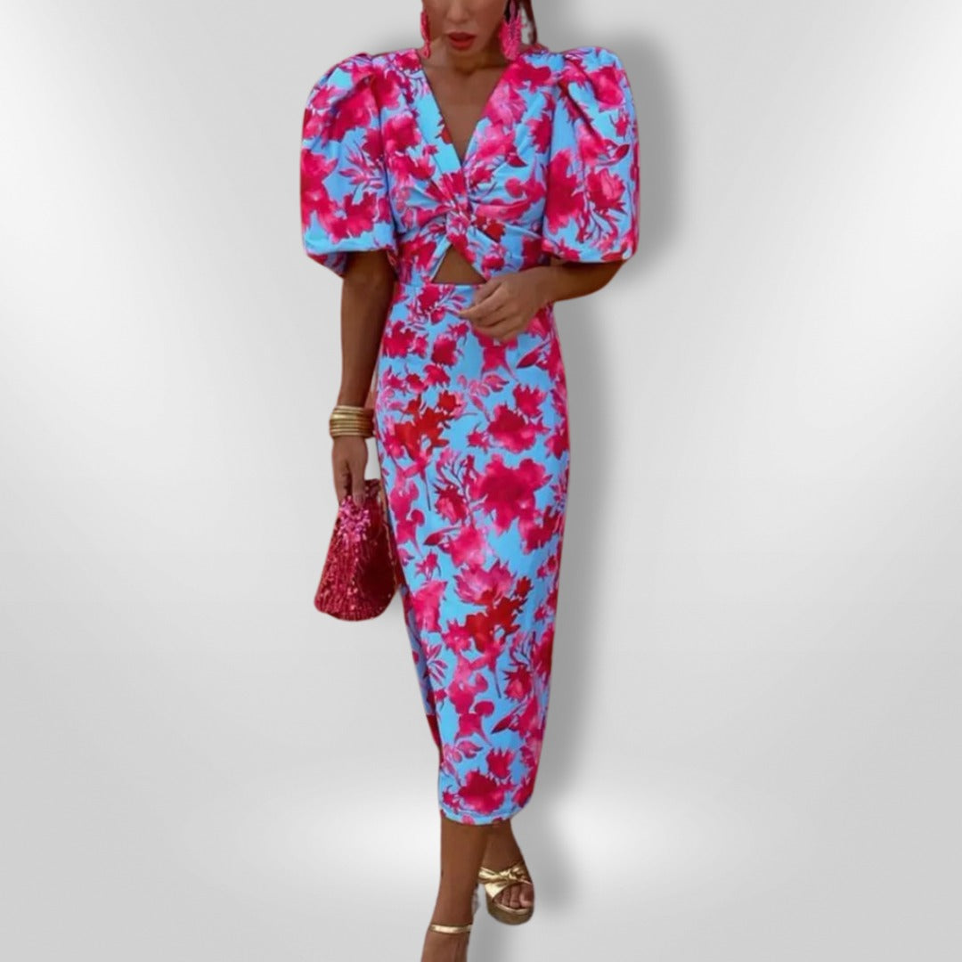 Noor™ – Midi dress with puff sleeves