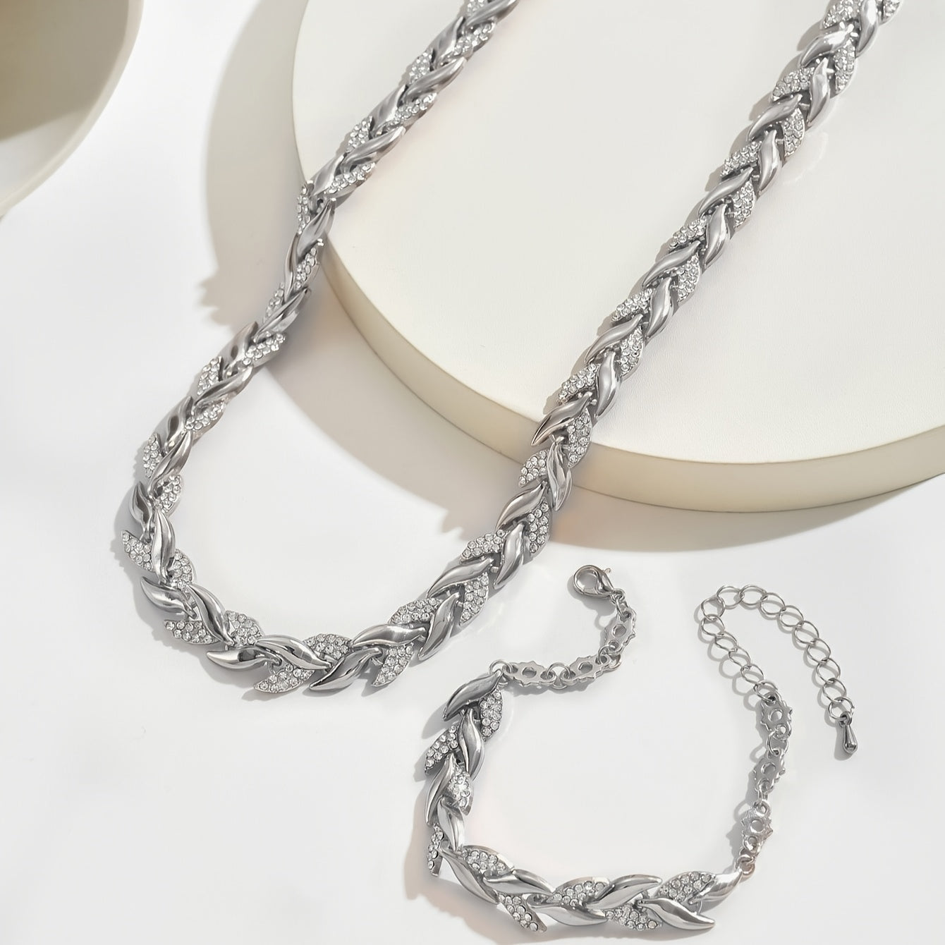 Rose Gold Leaf Link Jewellery Set
