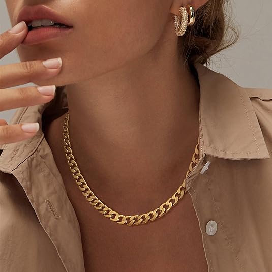 Gold Curb Chain Necklace