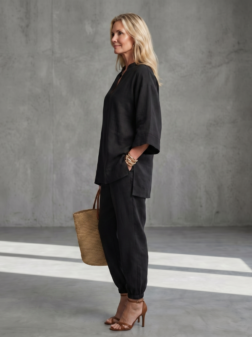 Georgiana | V-Neck Tunic and Gathered Trouser Set