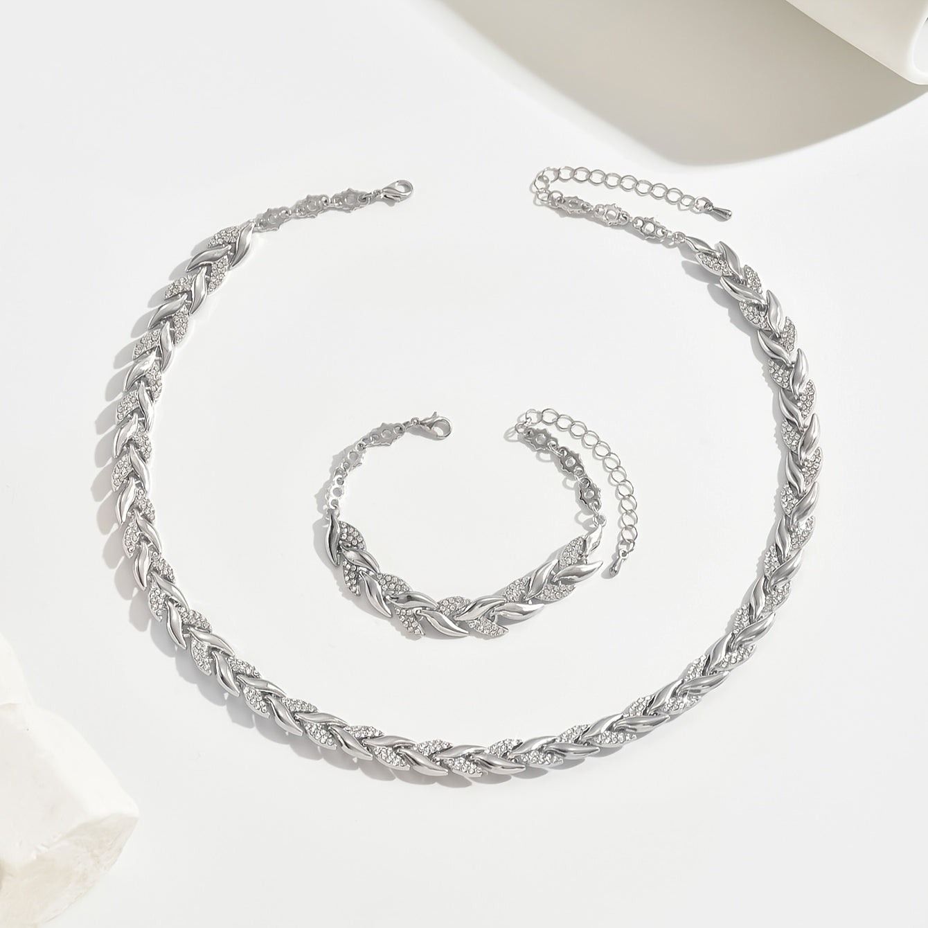 Rose Gold Leaf Link Jewellery Set
