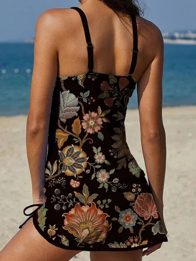Fiesta – Floral Graphic Tankini with Matching Shorts and Tummy Control