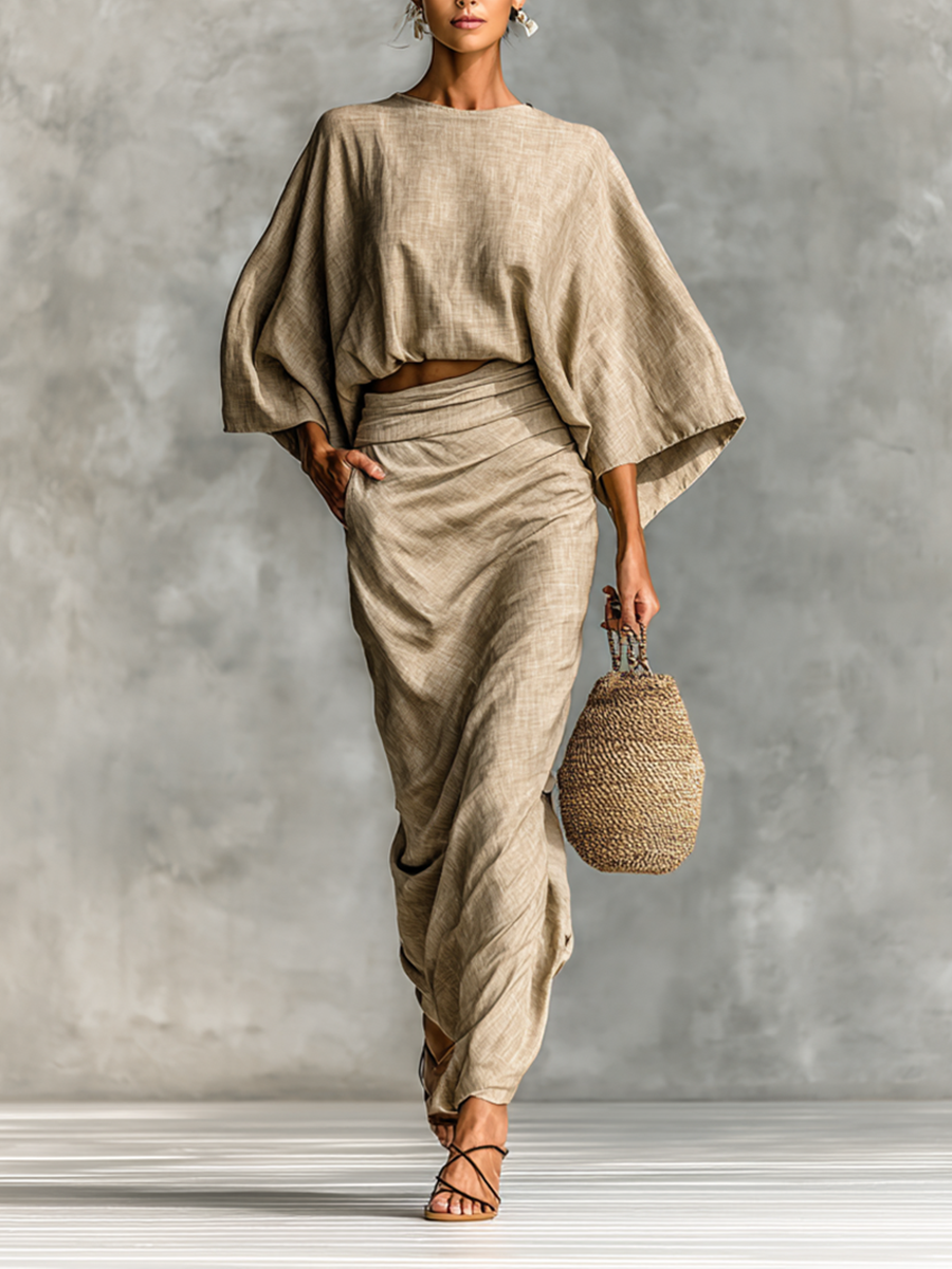 Cotton linen skirt set