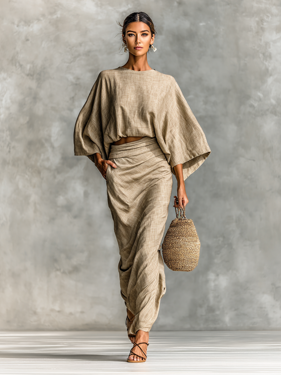 Cotton linen skirt set