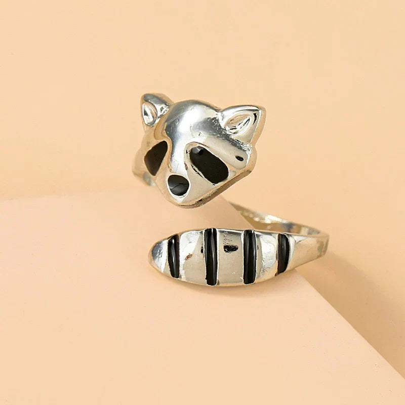 Adjustable Raccoon Ring in Sterling Silver