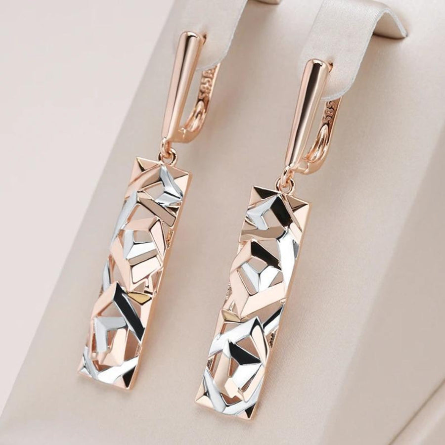 Elegant Long Crystal Gold and Silver Earrings