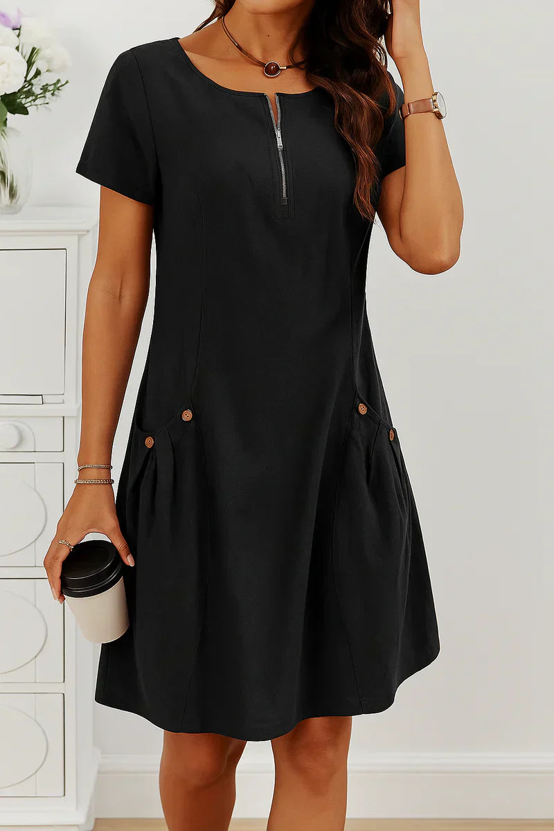 MARIELLA | Summer Dress with an Elegant Zip, Practical Pockets and Everyday Comfort