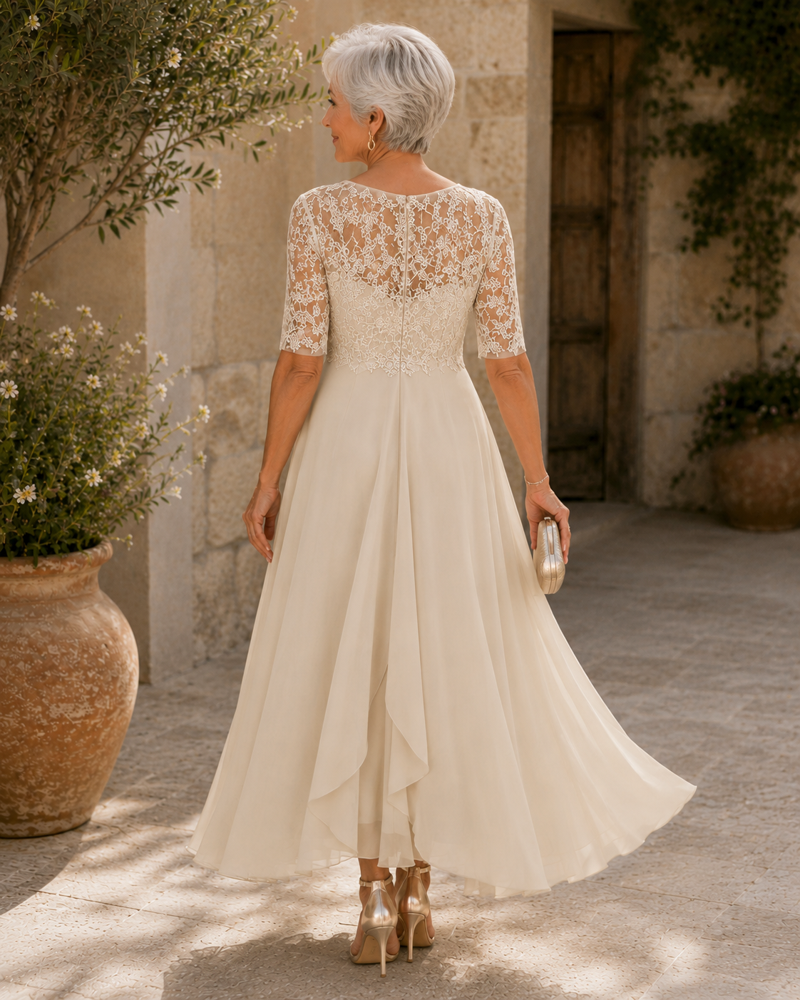 Hallie - Elegant Lace Midi Dress