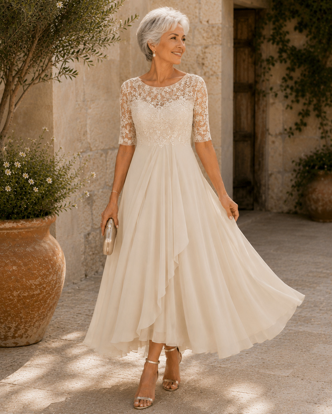 Hallie - Elegant Lace Midi Dress