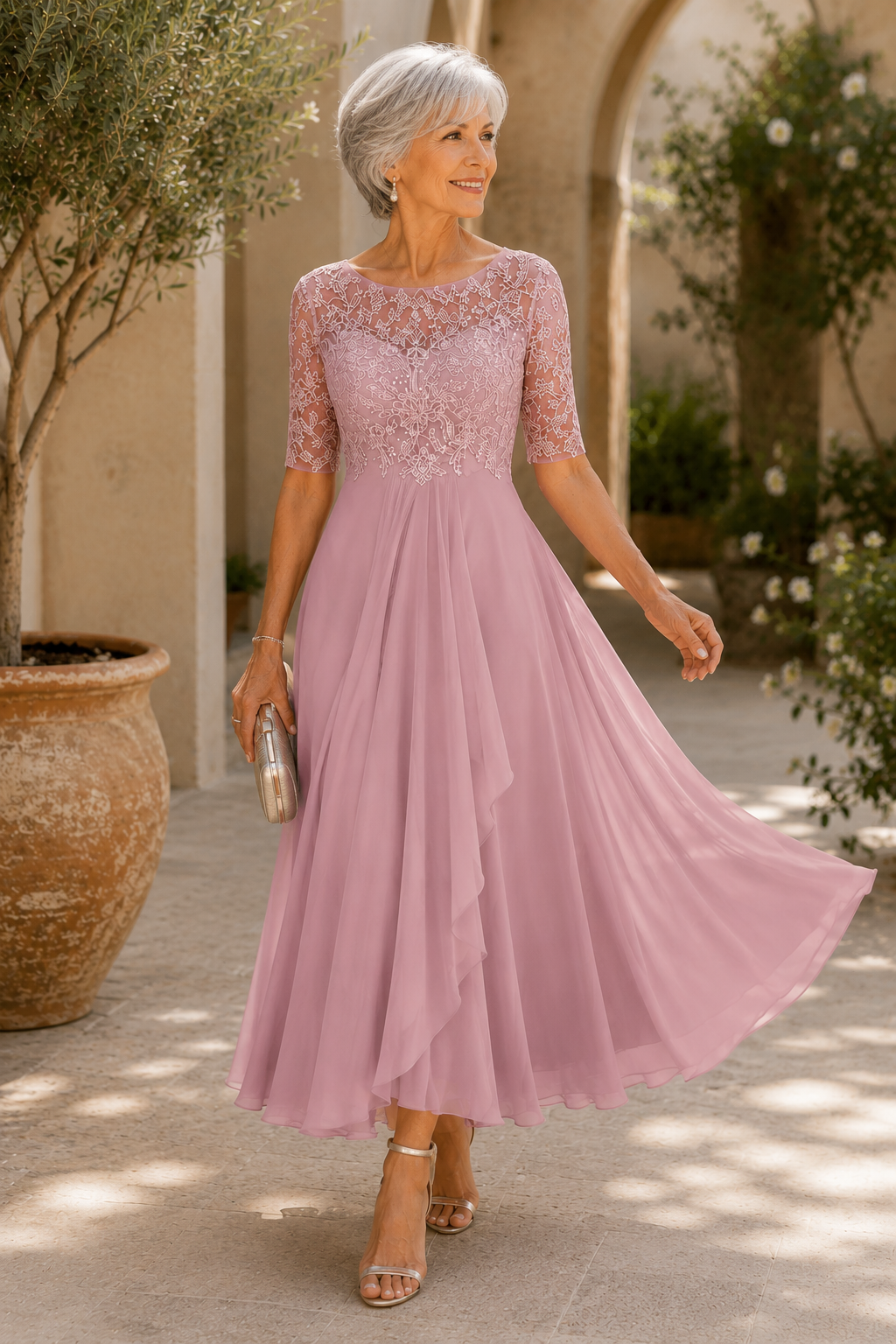 Hallie - Elegant Lace Midi Dress