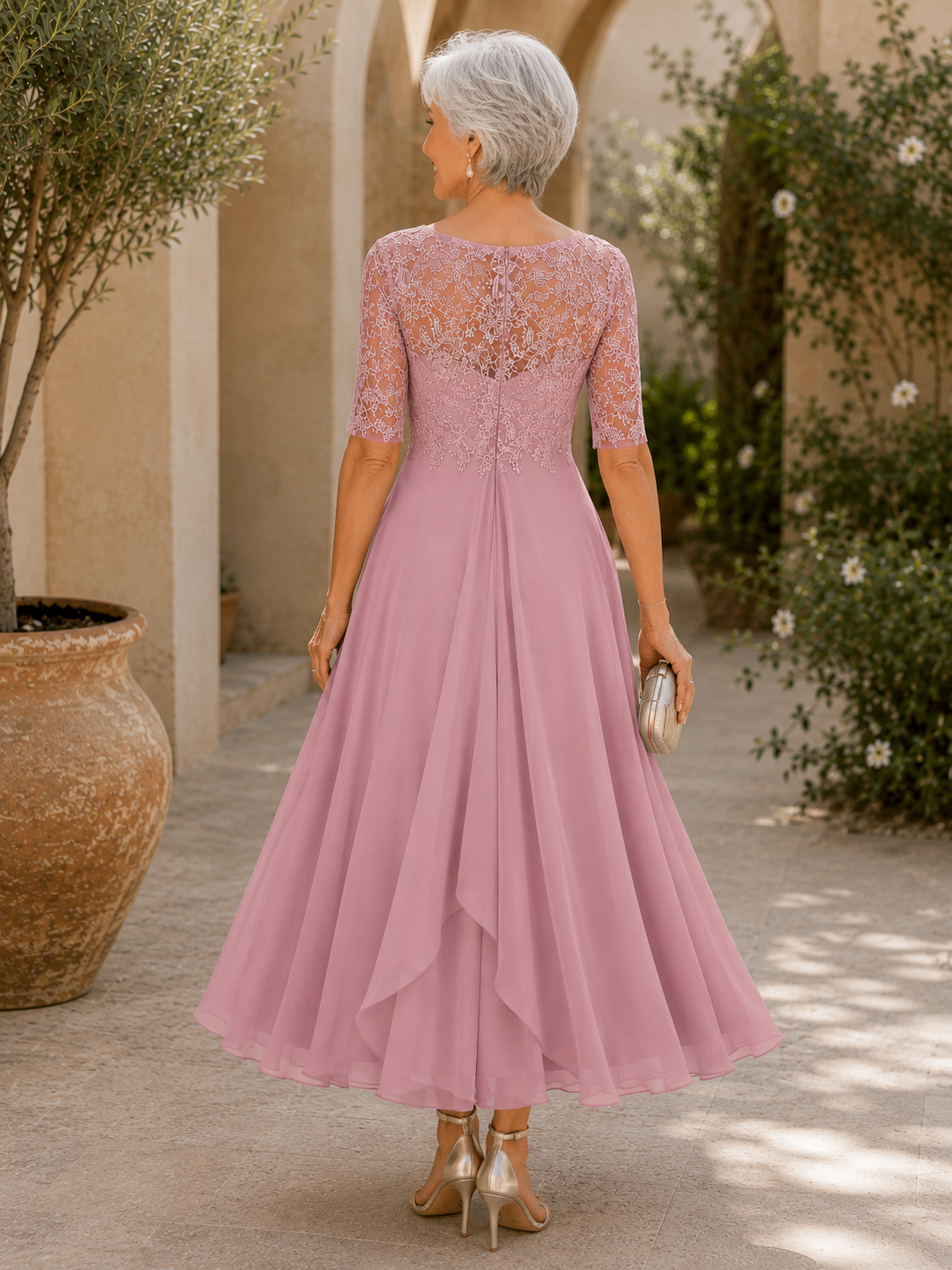 Hallie - Elegant Lace Midi Dress