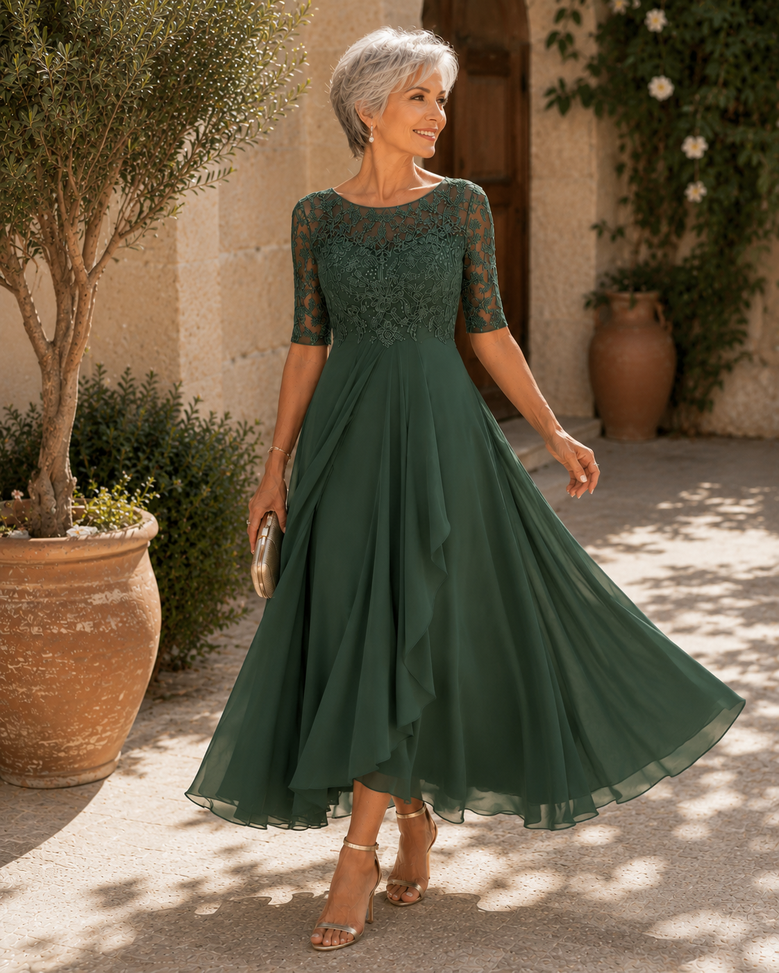 Hallie - Elegant Lace Midi Dress
