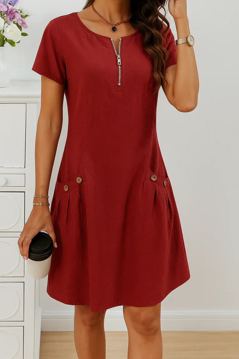 MARIELLA | Summer Dress with an Elegant Zip, Practical Pockets and Everyday Comfort
