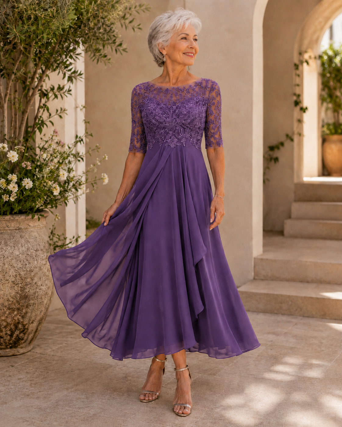 Hallie - Elegant Lace Midi Dress