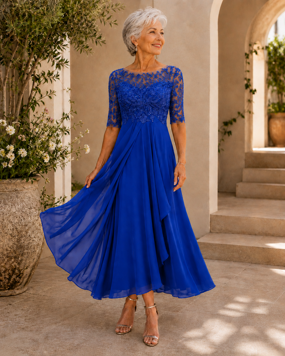 Hallie - Elegant Lace Midi Dress