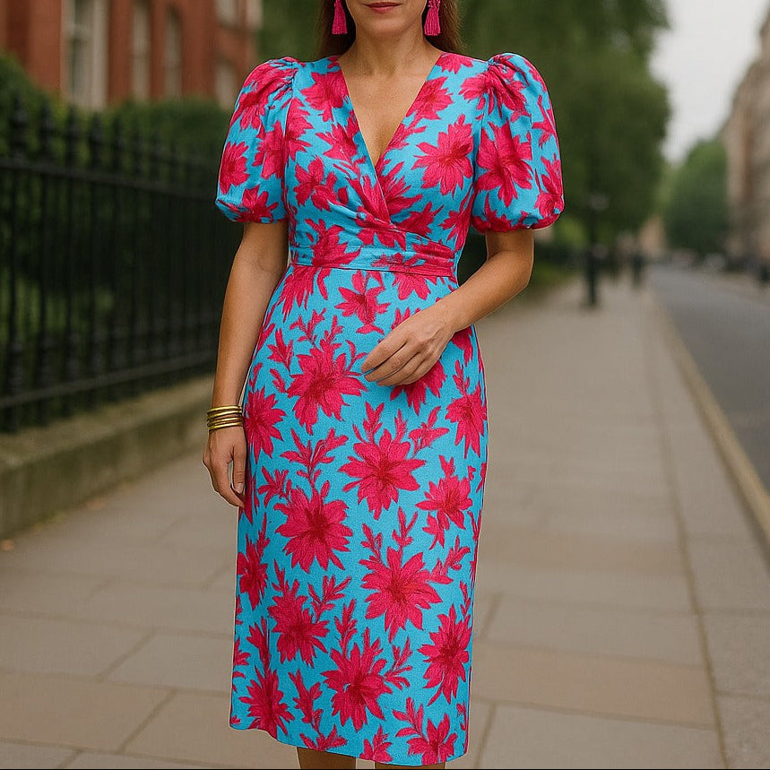 Noor™ – Midi dress with puff sleeves
