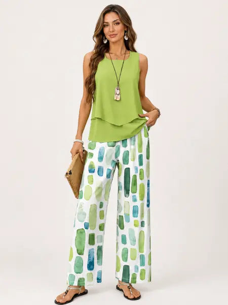 Megan - Sleeveless Two Piece Outfit