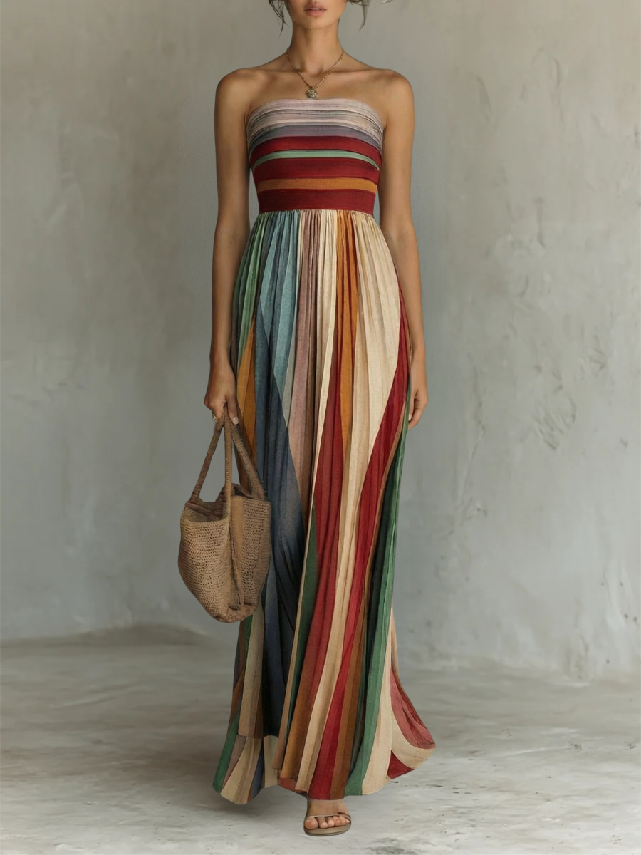 Long colourful sleeveless dress