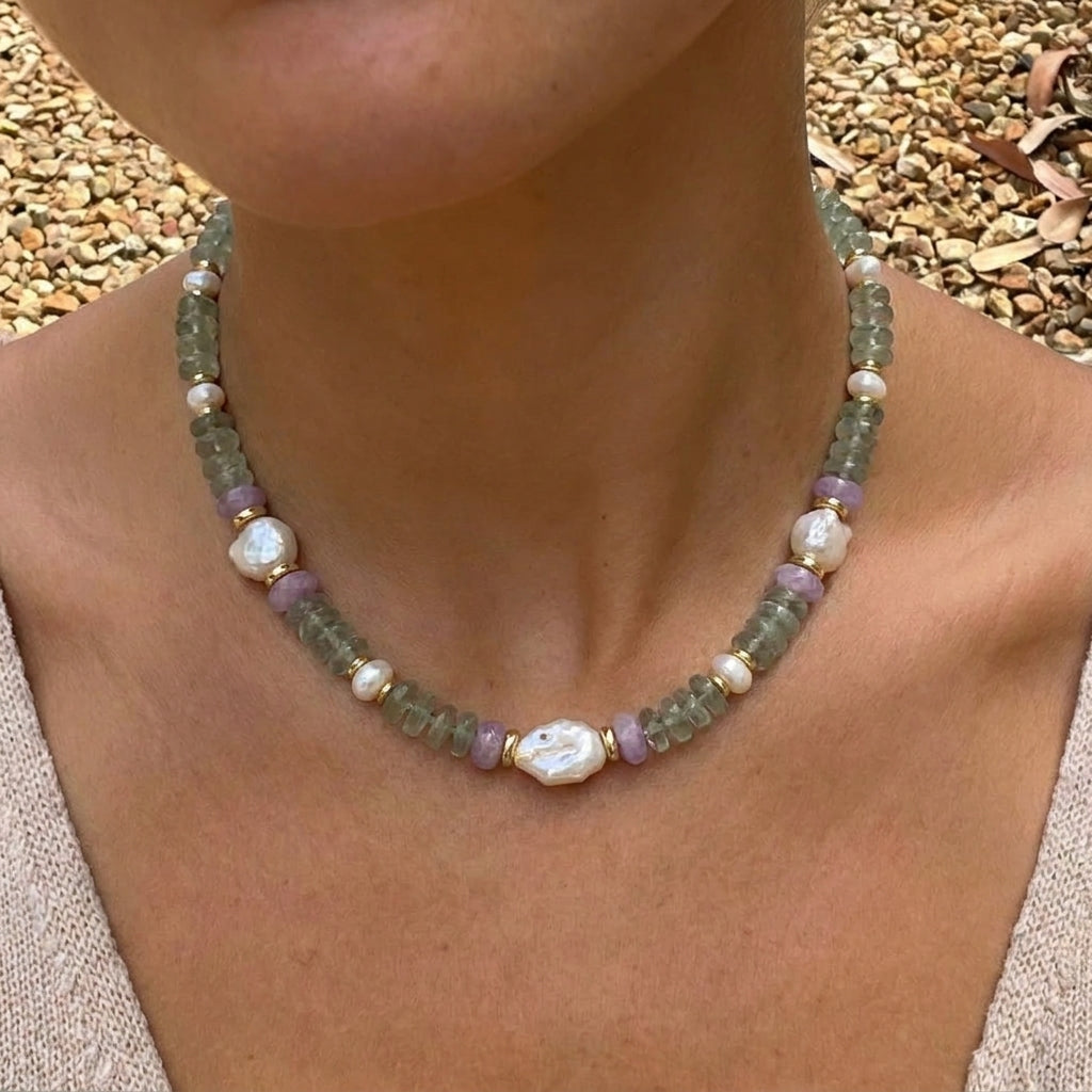 Green Jade Pearl Necklace